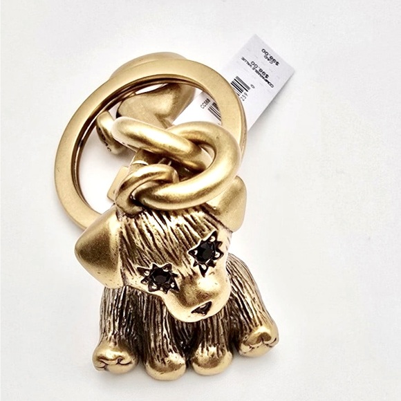 Coach gold brass hardware puppy dog ketchain bagcharm new with tags - Picture 4 of 4